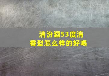 清汾酒53度清香型怎么样的好喝