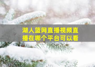 湖人篮网直播视频直播在哪个平台可以看