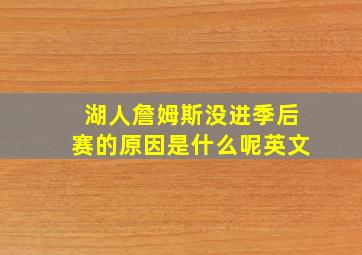 湖人詹姆斯没进季后赛的原因是什么呢英文