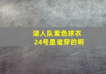 湖人队紫色球衣24号是谁穿的啊