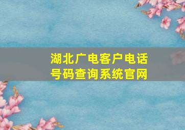 湖北广电客户电话号码查询系统官网