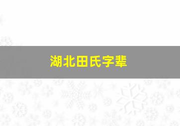 湖北田氏字辈