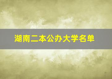 湖南二本公办大学名单