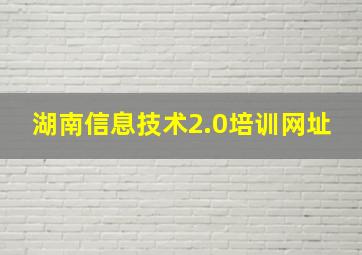 湖南信息技术2.0培训网址