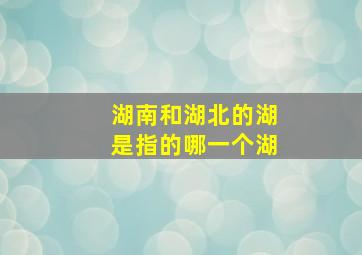 湖南和湖北的湖是指的哪一个湖