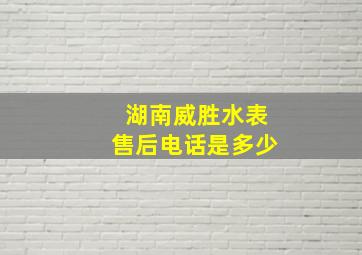 湖南威胜水表售后电话是多少