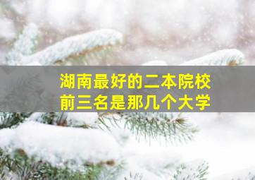 湖南最好的二本院校前三名是那几个大学