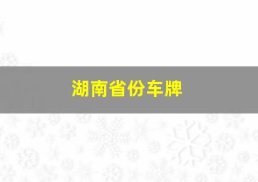 湖南省份车牌