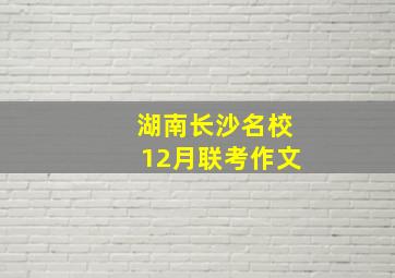 湖南长沙名校12月联考作文