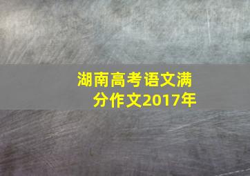 湖南高考语文满分作文2017年