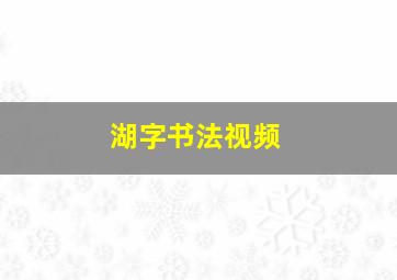 湖字书法视频