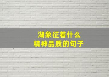 湖象征着什么精神品质的句子