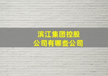 滨江集团控股公司有哪些公司