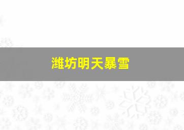 潍坊明天暴雪