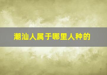 潮汕人属于哪里人种的