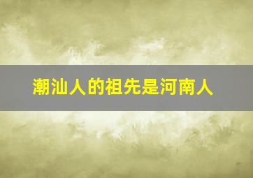 潮汕人的祖先是河南人