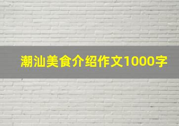 潮汕美食介绍作文1000字