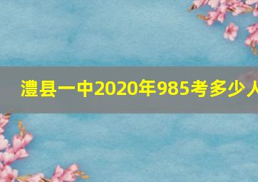 澧县一中2020年985考多少人