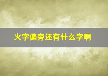 火字偏旁还有什么字啊