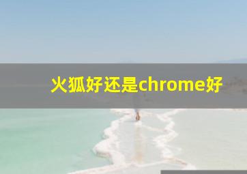 火狐好还是chrome好