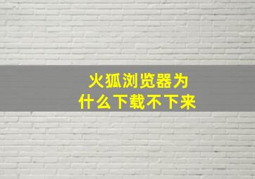 火狐浏览器为什么下载不下来