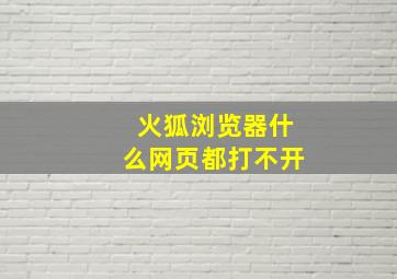 火狐浏览器什么网页都打不开