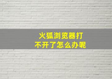 火狐浏览器打不开了怎么办呢