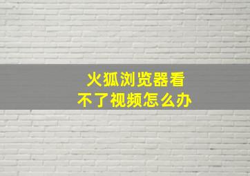 火狐浏览器看不了视频怎么办