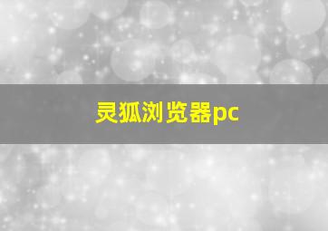 灵狐浏览器pc