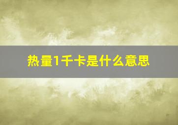 热量1千卡是什么意思