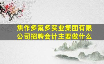 焦作多氟多实业集团有限公司招聘会计主要做什么