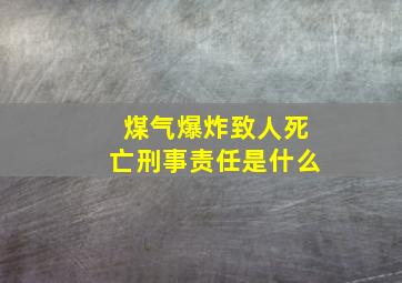 煤气爆炸致人死亡刑事责任是什么