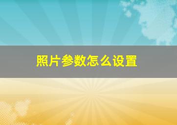 照片参数怎么设置