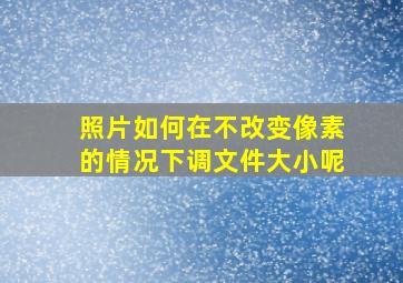 照片如何在不改变像素的情况下调文件大小呢