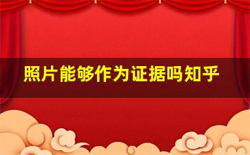 照片能够作为证据吗知乎