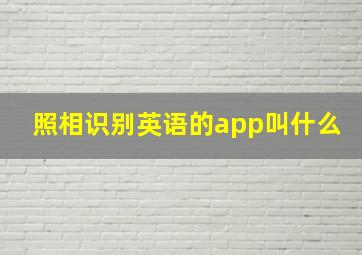 照相识别英语的app叫什么