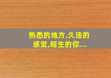 熟悉的地方,久违的感觉,陌生的你...