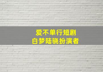 爱不单行短剧白梦陆骁扮演者