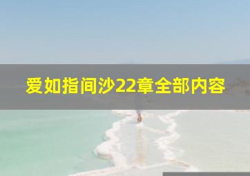 爱如指间沙22章全部内容