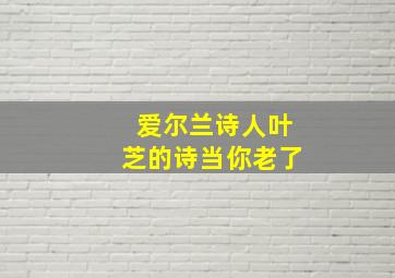 爱尔兰诗人叶芝的诗当你老了