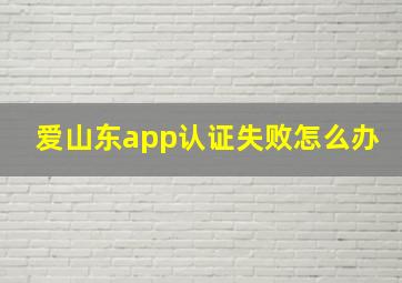 爱山东app认证失败怎么办