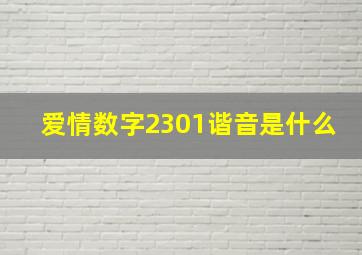 爱情数字2301谐音是什么