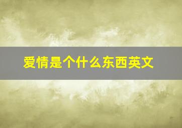 爱情是个什么东西英文