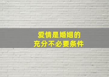 爱情是婚姻的充分不必要条件