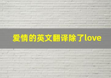 爱情的英文翻译除了love