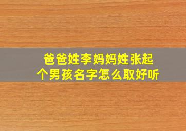 爸爸姓李妈妈姓张起个男孩名字怎么取好听