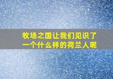 牧场之国让我们见识了一个什么样的荷兰人呢