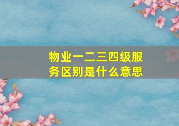 物业一二三四级服务区别是什么意思