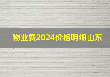 物业费2024价格明细山东