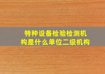 特种设备检验检测机构是什么单位二级机构